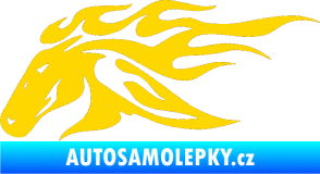 Samolepka Kůň 022 levá hlava s plameny jasně žlutá