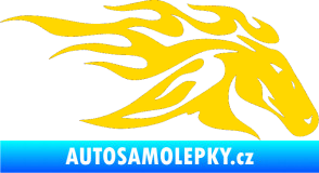 Samolepka Kůň 022 pravá hlava s plameny jasně žlutá