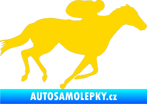 Samolepka Kůň 027 pravá závodí s jezdcem jasně žlutá