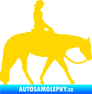 Samolepka Kůň 082 pravá kovbojka na koni jasně žlutá