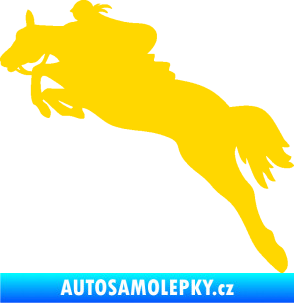 Samolepka Kůň 084 levá s jezdkyní jasně žlutá
