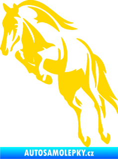 Samolepka Kůň 099 levá ve skoku na zadních jasně žlutá