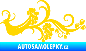 Samolepka Květina dekor 014 levá páv jasně žlutá
