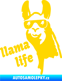 Samolepka Lama 004 llama life jasně žlutá