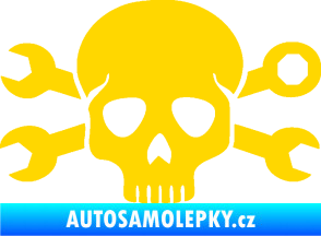 Samolepka Lebka 030 pravá mechanik jasně žlutá