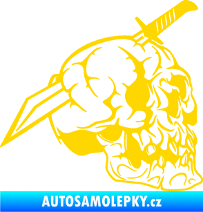 Samolepka Lebka 031 pravá probodnutá nožem jasně žlutá