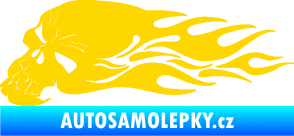 Samolepka Lebka 050 levá v plamenech jasně žlutá