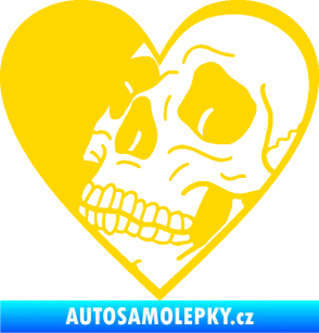 Samolepka Lebka 062 levá v srdíčku jasně žlutá
