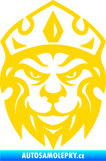 Samolepka Lev hlava s korunou 001 jasně žlutá