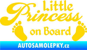 Samolepka Little princess on board 002 nápis s nožičkami jasně žlutá