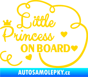 Samolepka Little princess on board nápis jasně žlutá