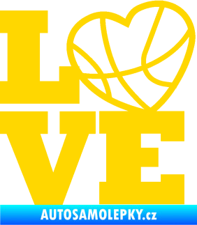 Samolepka Love basketbal jasně žlutá