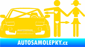 Samolepka Love car like sex levá jasně žlutá