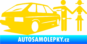 Samolepka Love car love girl levá jasně žlutá