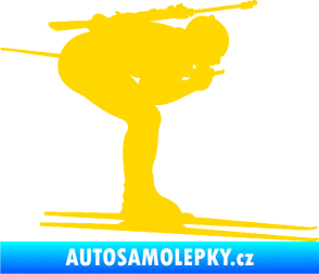 Samolepka Lyžař 028 pravá - biatlon jasně žlutá