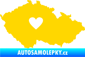 Samolepka Mapa České republiky 002 srdce jasně žlutá