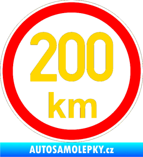Samolepka Maximální rychlost 200km - nejvyšší konstrukční rychlost jasně žlutá