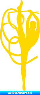 Samolepka Moderní gymnastika 002 levá gymnastka se stuhou jasně žlutá
