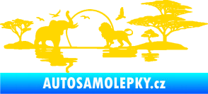 Samolepka Motiv Afrika pravá -  zvířata u vody jasně žlutá