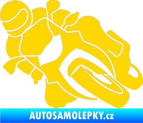 Samolepka Motorka 001 levá silniční motorky jasně žlutá