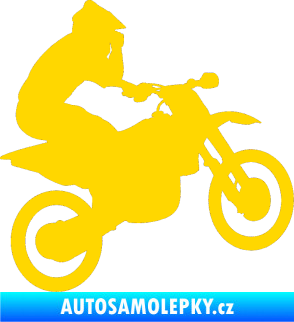 Samolepka Motorka 027 pravá motokros jasně žlutá