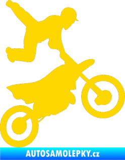 Samolepka Motorka 036 pravá motokros freestyle jasně žlutá