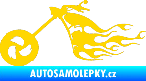 Samolepka Motorka 042 levá plameny jasně žlutá