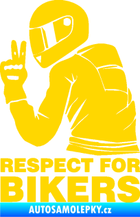 Samolepka Motorkář 004 respect for bikers nápis jasně žlutá