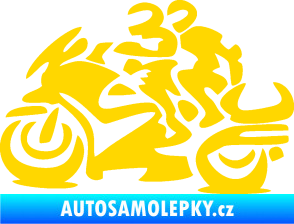 Samolepka Motorkář 009 levá se spolujezdcem jasně žlutá