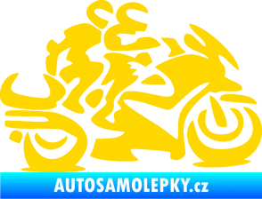 Samolepka Motorkář 009 pravá se spolujezdcem jasně žlutá