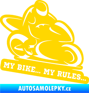 Samolepka Motorkář 012 pravá s textem jasně žlutá