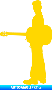 Samolepka Music 003 levá hráč na kytaru jasně žlutá