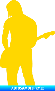 Samolepka Music 005 levá hráč na kytaru jasně žlutá