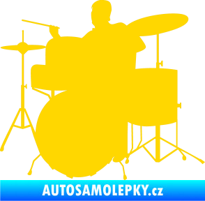 Samolepka Music 011 levá hráč na bicí jasně žlutá