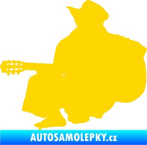Samolepka Music 014 levá hráč na kytaru jasně žlutá