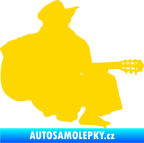 Samolepka Music 014 pravá hráč na kytaru jasně žlutá