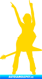 Samolepka Music 016 levá rockerka s kytarou jasně žlutá