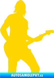 Samolepka Music 019 pravá hráč na kytaru jasně žlutá