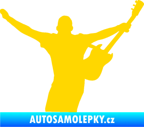 Samolepka Music 024 pravá kytarista rocker jasně žlutá