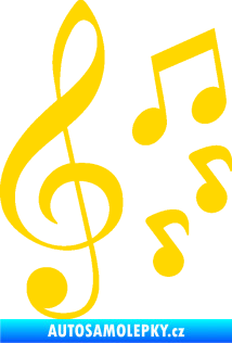 Samolepka Music noty a houslový klíč 002 jasně žlutá