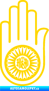 Samolepka Náboženský symbol Džinismus Ahimsa jasně žlutá