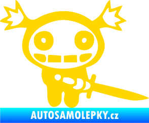 Samolepka Ninja zombie girl pravá jasně žlutá
