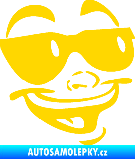 Samolepka Obličej 005 pravá veselý s brýlemi jasně žlutá