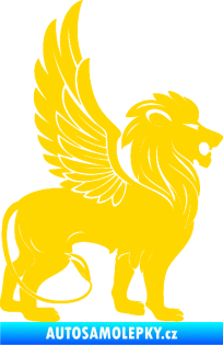 Samolepka Okřídlený lev 001 pravá mytické zvíře jasně žlutá