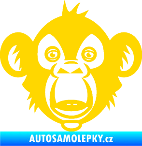 Samolepka Opice 003  hlava šimpanze jasně žlutá