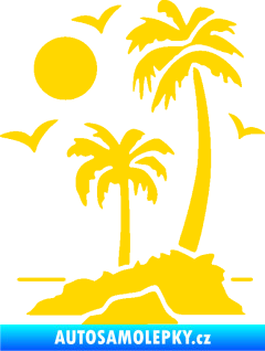 Samolepka Ostrov 002 levá palmy a moře jasně žlutá