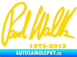 Samolepka Paul Walker 003 podpis a datum jasně žlutá