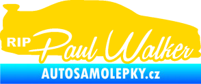Samolepka Paul Walker 005 RIP jasně žlutá