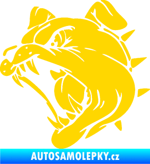 Samolepka Pes 136 levá rozzuřený buldok jasně žlutá