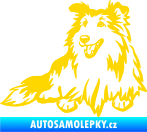 Samolepka Pes 162 levá sheltie jasně žlutá